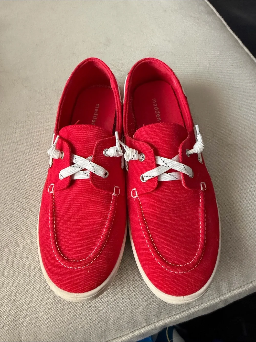 Madden Girl Red Canvas Boat Shoes